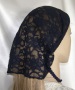 Yehudit Navy ReEmbroidery Floral Lace Kerchief Scarf