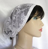 Yehudit White Satin Stitch Lace Mimkhatah Kerchief