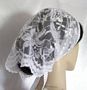 Yehudit White Satin Stitch Floral Lace Kerchief Head Covering