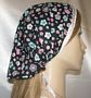 Children's Black Aqua Pink Floral Kerchief Hair Covering