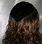 Black Chenille Kippah Turquoise Surround Beading