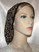 Brown Tan Gold Design Poly Sheer Snood