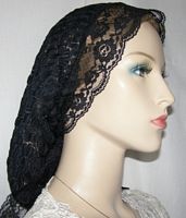 Black Sheer Design Lace Ties Snood