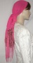 Bright Pink Silk Scarf with Beaded Fringe Trim
