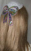 Crochet Kippah with Multi Color Sequin Bow