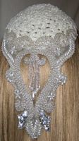 Ivory Chenille Kippah Fancy Ivory Pearl Applique
