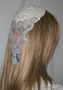 Ivory Chenille Kippot Ivory Sequine Pearl Bead Applique