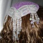 Lavender Chenille Ivory Sequin Bead Applique Kippah