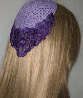 Lavender Kippah Purple Floral Venise Applique