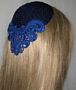 Navy Kippah Sapphire Floral Venise Applique