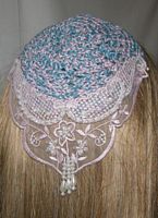 Pink Organza Pearl Sheer Applique Kippah