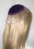 Purple Chenille Kippah Mauve Beading