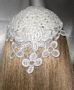 Ivory Chenille Kippot Ivory Venise Applique