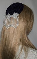 Purple Chenille Kippah with Pearl Applique