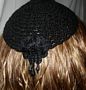 Black Kippah Small beaded sequin flower tassel