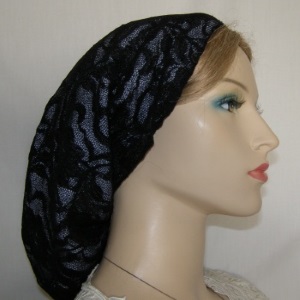 Black Lace Gray Lined Snood