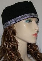 Black Suede Buchari Silver Black Jacquard Ribbon Trim