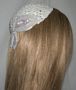 Ivory Chenille Kippah Ivory Pearl & Sequin Bow Applique