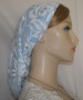 Ivory Lace Blue Batiste Lining Snood with Elastic Front