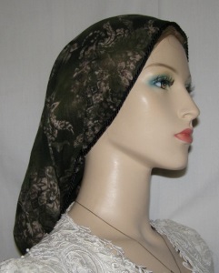 Green Beige Floral Sheer Snood