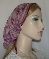 Tzipporah Cranberry Floral Sheer Mimkhatah Kerchief Bandana