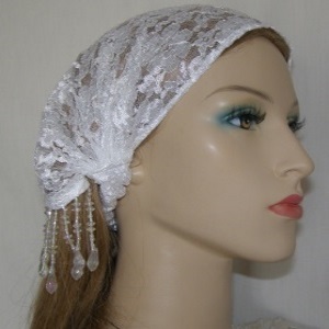 White Lace Beaded Headband