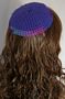 Purple Kippa Edged in Mult-Colors