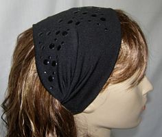 Wide Black Poly Applique Headband