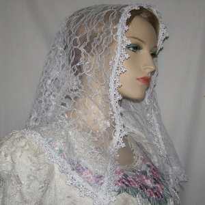 White Floral Lace Veil Hairwrap