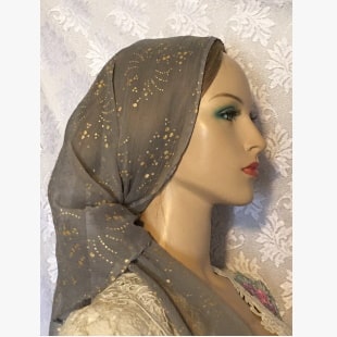 Gray Gold Sheer Scarf Mitpachat Gray Gold Polyester Sheer Scarf