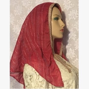 Pink Designed Sheer Scarf Pink Sheer Band Ties Tichel