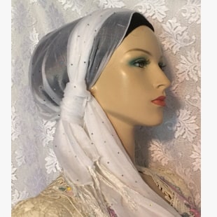 White Glitter Designed Chiffon Sheer Scarf Mitpachat White Chiffon Sheer Scarf or Wrap